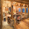 log home kitchen with bar